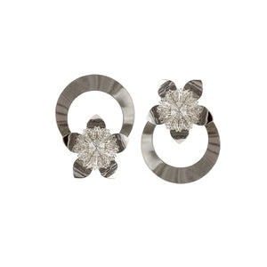 Billie Assymetrical floral hoop earrings