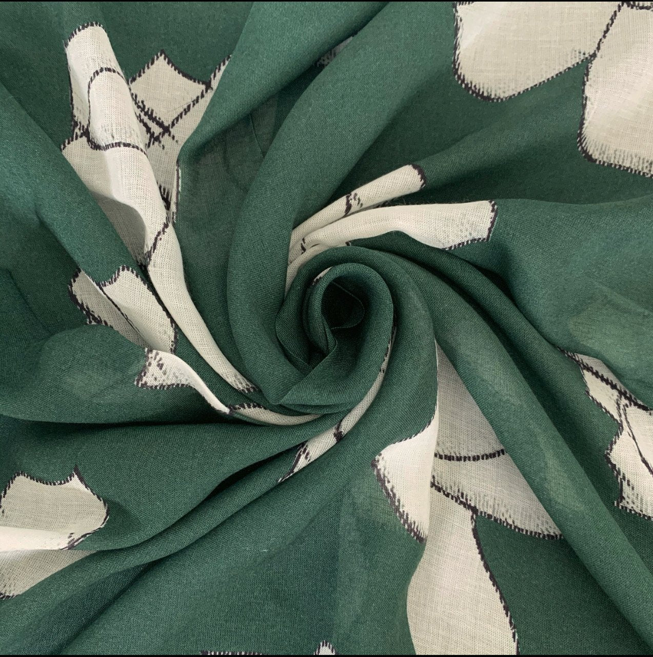 Silk Blend Scarf - In Emerald Floral