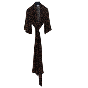 Leopard Long Silk Robe